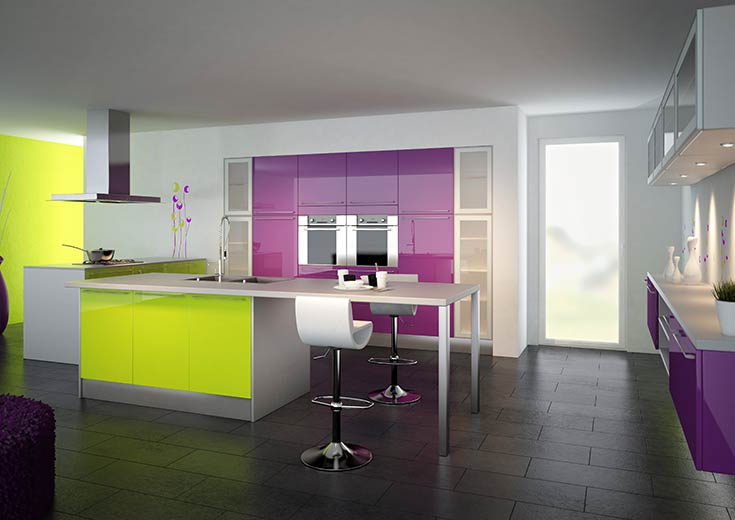 cuisine Reflet en stratifié brillant prune Mérignac