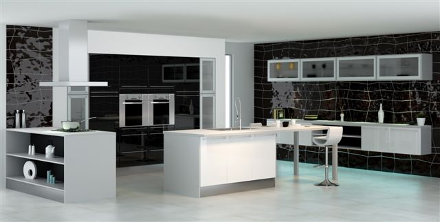 cuisine modèle Reflet laqué blanc et noir