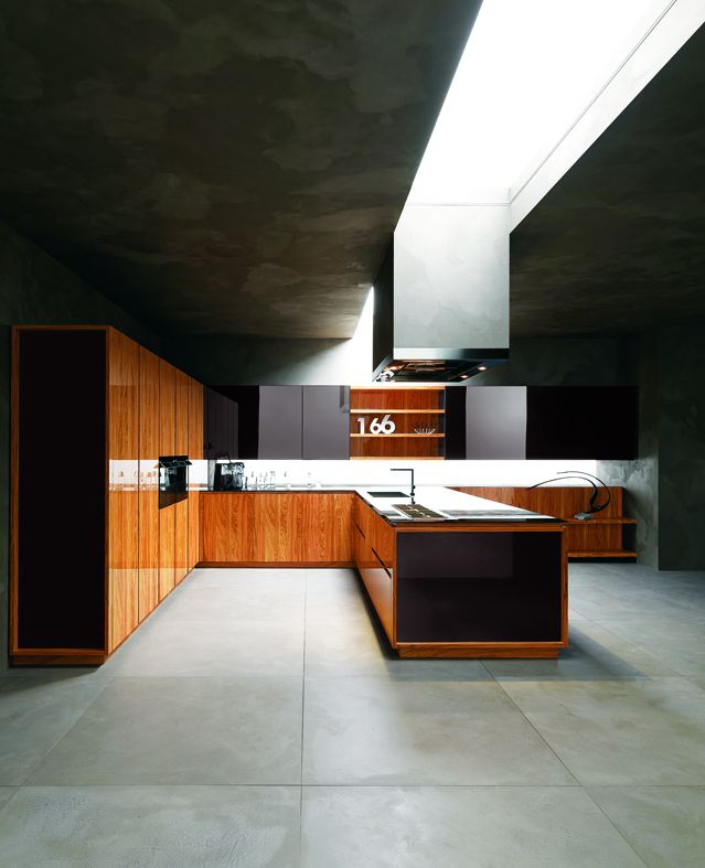 cuisine en olivier et plan de travail verre Eysines