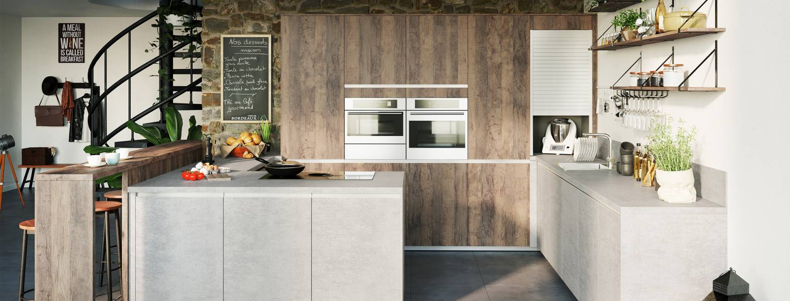 Cuisine ambiance bistrot avec les façades EFFET 