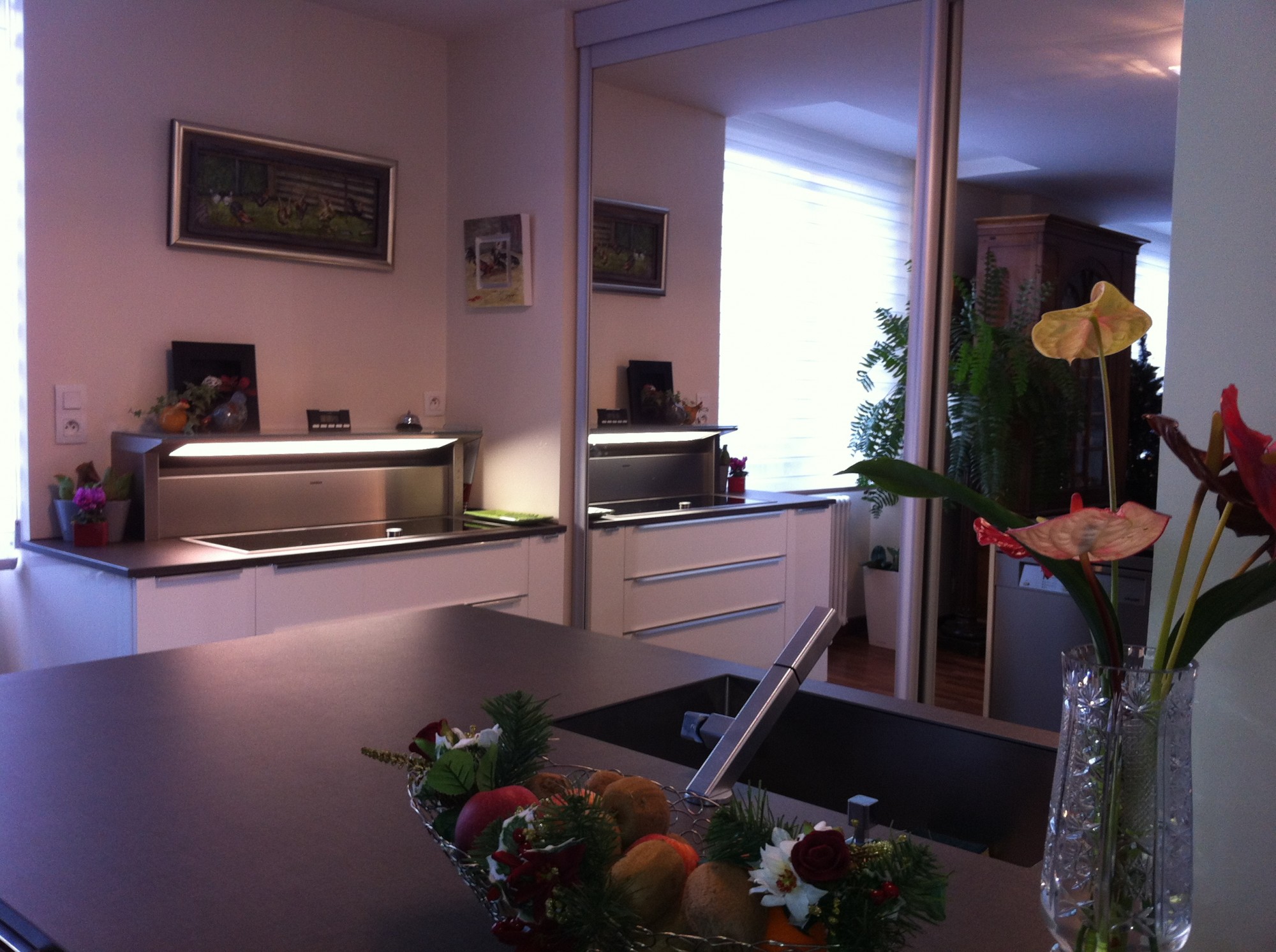 cuisine laquée avec îlot central évier Bordeaux centre