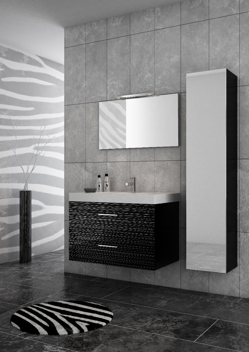 sdb façade noire brillant Bordeaux