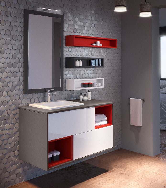 salle de bains Mosaïque cerise