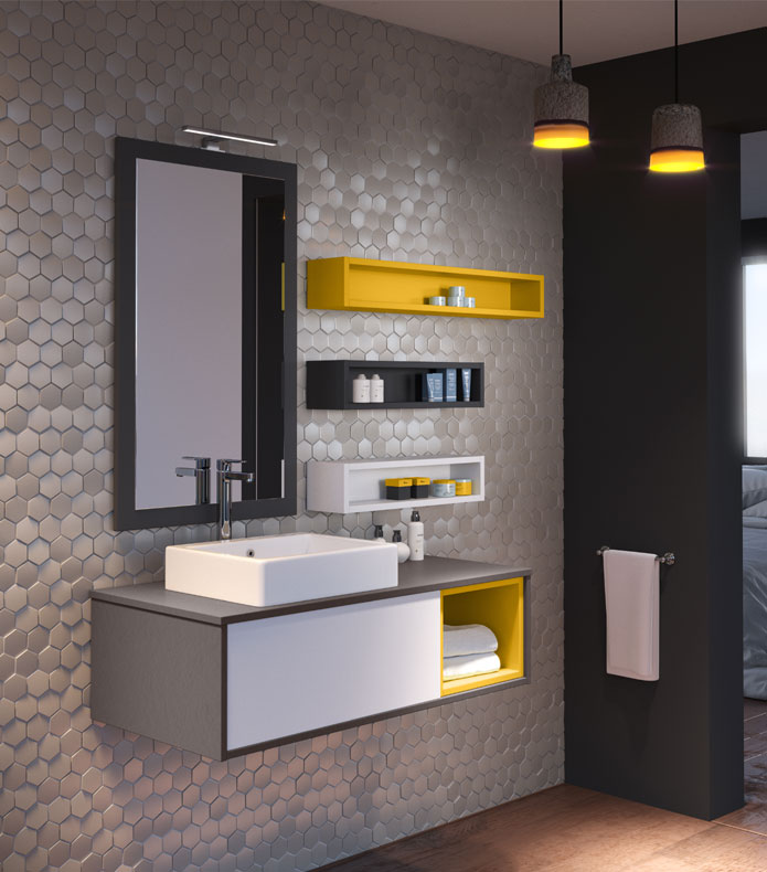 salle de bains Mosaïque citron