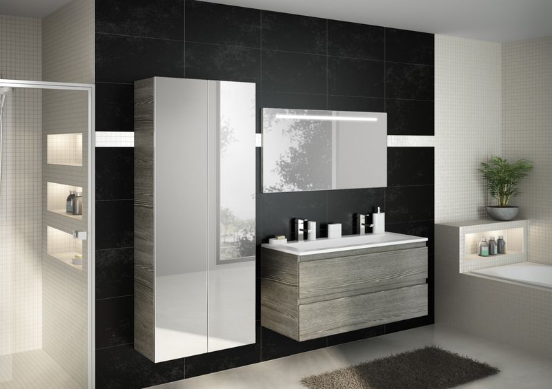 salle de bains Rivage en stratifié décor bois scié gris Bordeaux